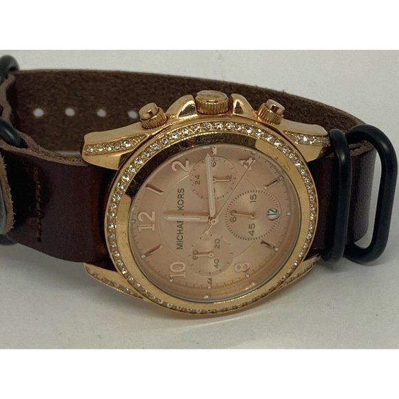 Michael Kors MK5263 Women\'s Leather Analog Rose Di main image 4